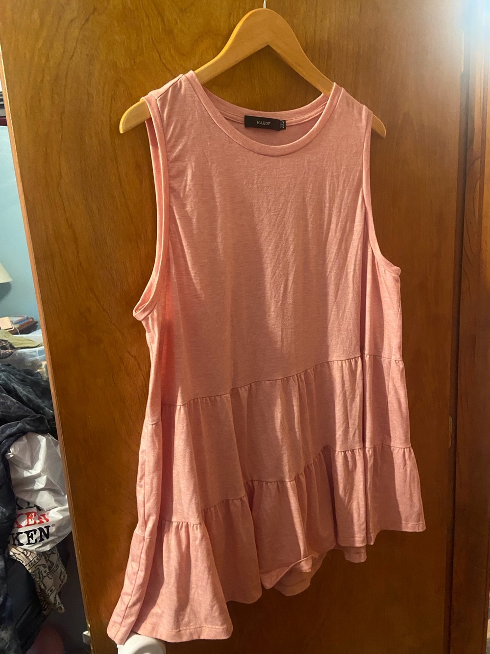 Pink Sleeveless Tiered Tank Top Size 2XL